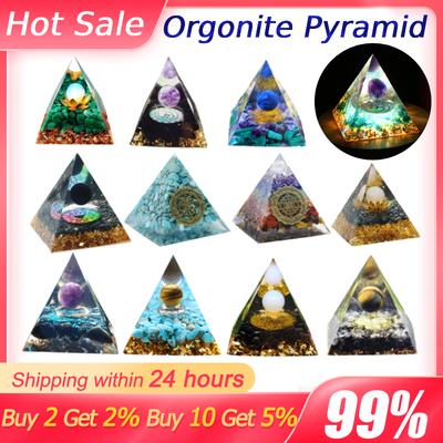 Orgonite Pyramid Crystals Natural Stone Orgone Energy Generator Healing Reiki Chakra Meditation Ornaments Crafts Office Decor