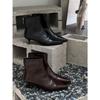 Pointed Short Boots for Women's Autumn and Winter New French Fashion Versatile Rear Zipper High Heel Thin Boots for Women