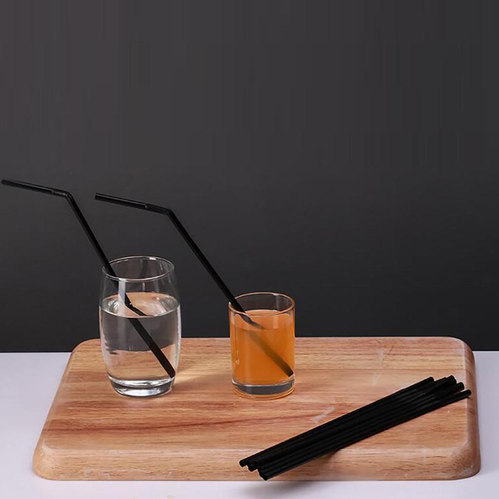200Pcs Disposable Black Elbow Food-grade PP Material Straws Juice Drink Milk Tea Straws