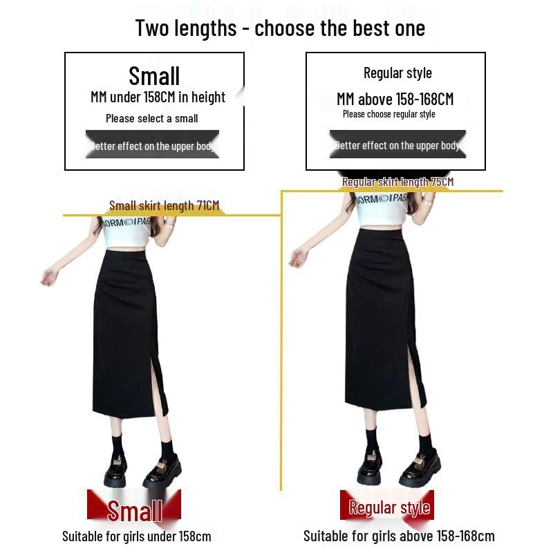 Irregular Slit Pleated Long Skirt - Spring & Autumn 2024, Women's High-Waist A-Line