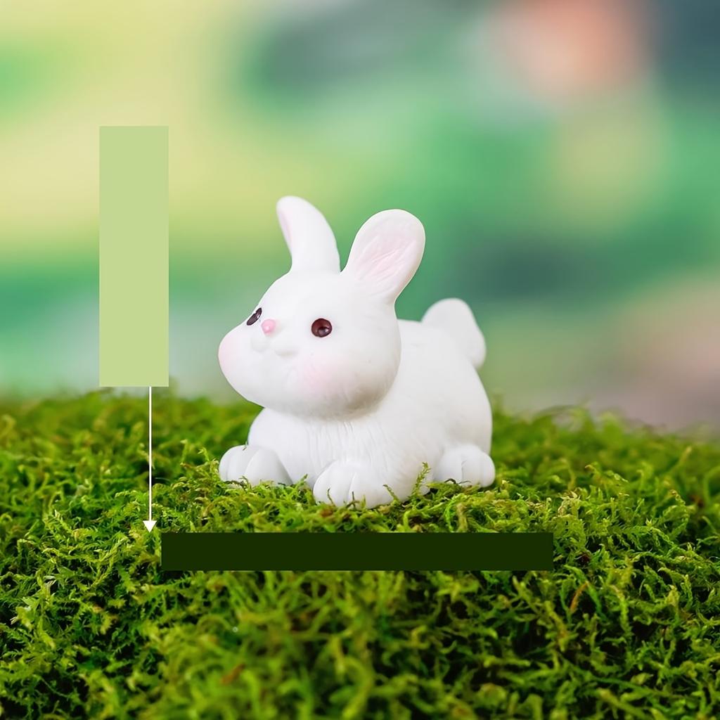 5pcs Miniature Resin Rabbits, Chibi-Style in Sitting Poses for Easter Decor, Fairy Garden & Dollhouse Diorama,Tiny Figurines Set