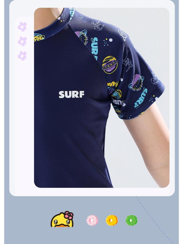 Boys' Sun Protection Split Swimsuit Set 2025 - Swim Trunks for Kids In S, M, L; Hot Spring Style.