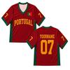 Portugal Voetbalshirt CR7 Nummer Rood Fan Shirt voor Dames Heren Mode Ademend Mesh Shirt V-hals Oversized Voetbal Losse Top