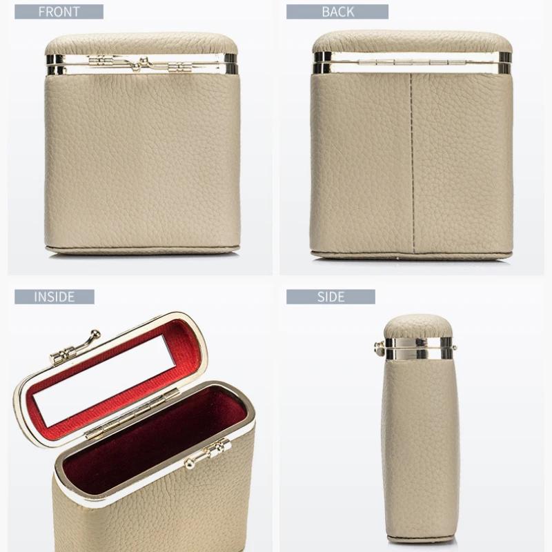 Mini Sac de Maquillage Simple Portable en Cuir Miroir Rangement Usage Personnel Femmes Petits Étuis à Rouge à Lèvres Sacs à Cosmétiques