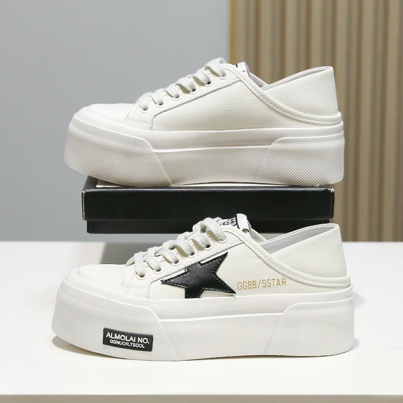Leather Board Shoes Women's Summer Simple Casual Breathable Versatile White Shoes Half Drag Star Shoes Sports Board Shoes
