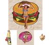 Hamburgers Donuts Pizza Design Sweet Donut Hamburger Pizza Beach Towel With Quickdry Material For Vacation