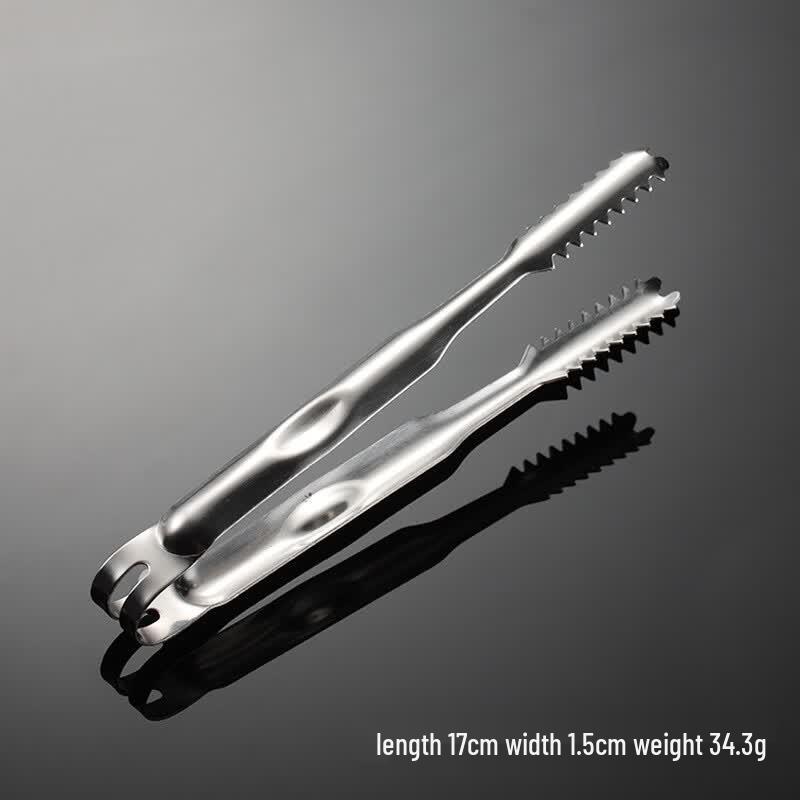 Qianxing Stainless Steel Serrated Ice Tongs
