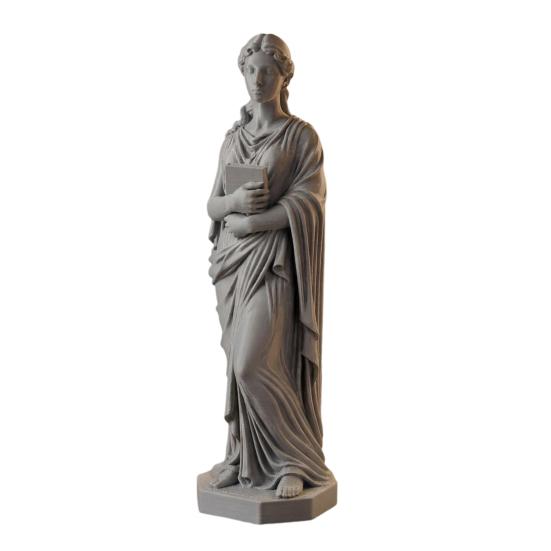 

3D Printed Goddess Figurine Greek Mythology Holding Book Sculpture for Living Room Home Desk Shelf Decor