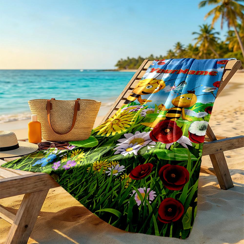 Biene Maja Customized Name Beach Towel Super Soft & Absorbent Suitable for Swimming Gym Camping Yoga Vacation