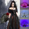 9 Inches Glowing Rose Lace Fan Anime Show Gothic Retro Flower Lolita Cosplay Accessories LED Black Rose Folding Fan Led Fans