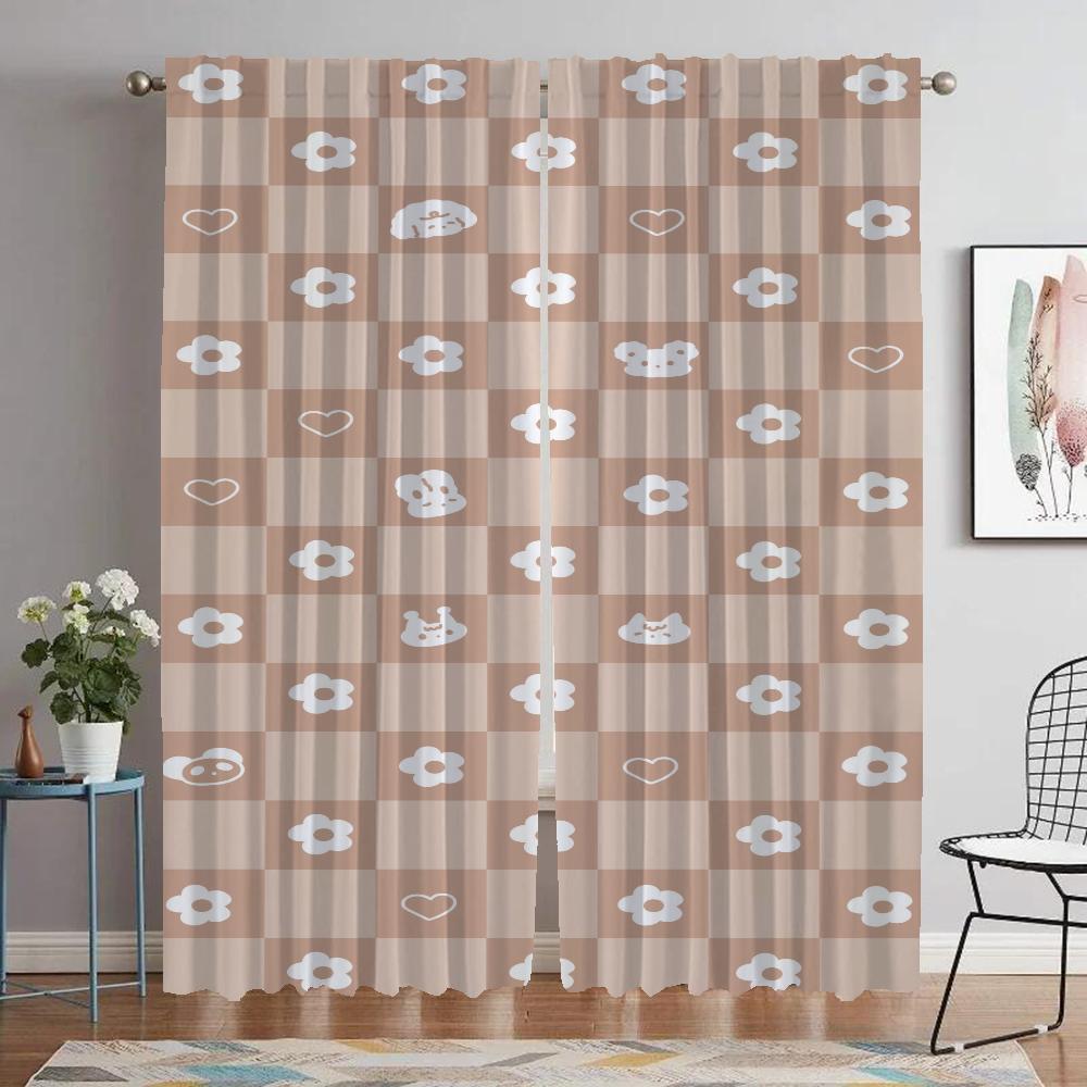 

Кухонные шторы для гостиной, шторы в клетку, жалюзи, украшение на Хэллоуин, перегородка, шторы для домашнего интерьера, 2 штуки W50xH70cmx2pcs-CL