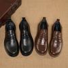 Men's Casual Business Leather Shoes with Straps Men's Single Shoes Brown Black Top Layer Cowhide Pigskin Inner Leather Shoes