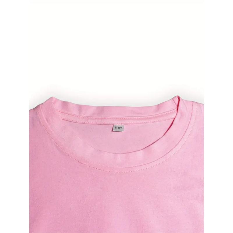 European Sizes Girl's Round Neck Short Sleeve T-Shirt with Cute Hamster Making a Heart Gesture Print, Fashionable Casual Top