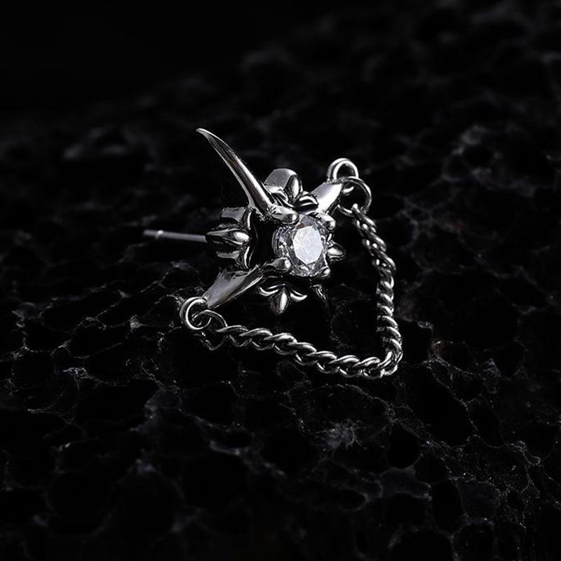 Vintage Zircon Star Chain Earings For Men Unisex Gothic Punk Hiphop Fashion Earings High-end Designer Jewelry Accessories Gift