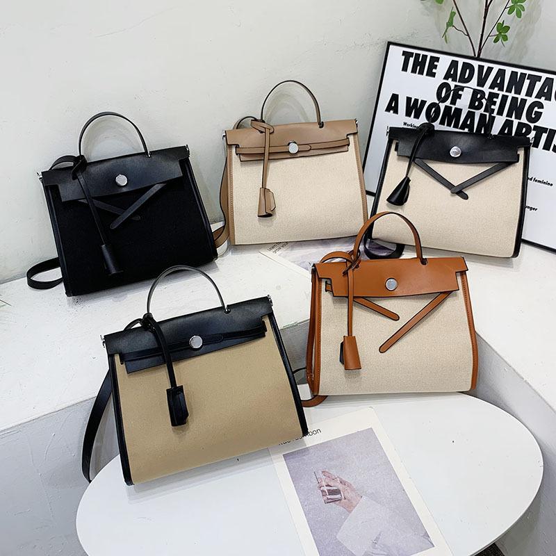 Autumn and Winter New Canvas Commuter Big Hand Shoulder Oblique Span Trendy Women Bag