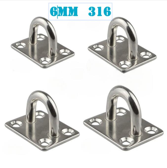 4 ks 5mm/6mm/8mm/10mm/12mm Nerezová ocel Čtvercové oko s podložkou Hák Závěs Vysoce zatížitelný Stropní Stěnový Plachtění Jachting Stín Plavba Námořní