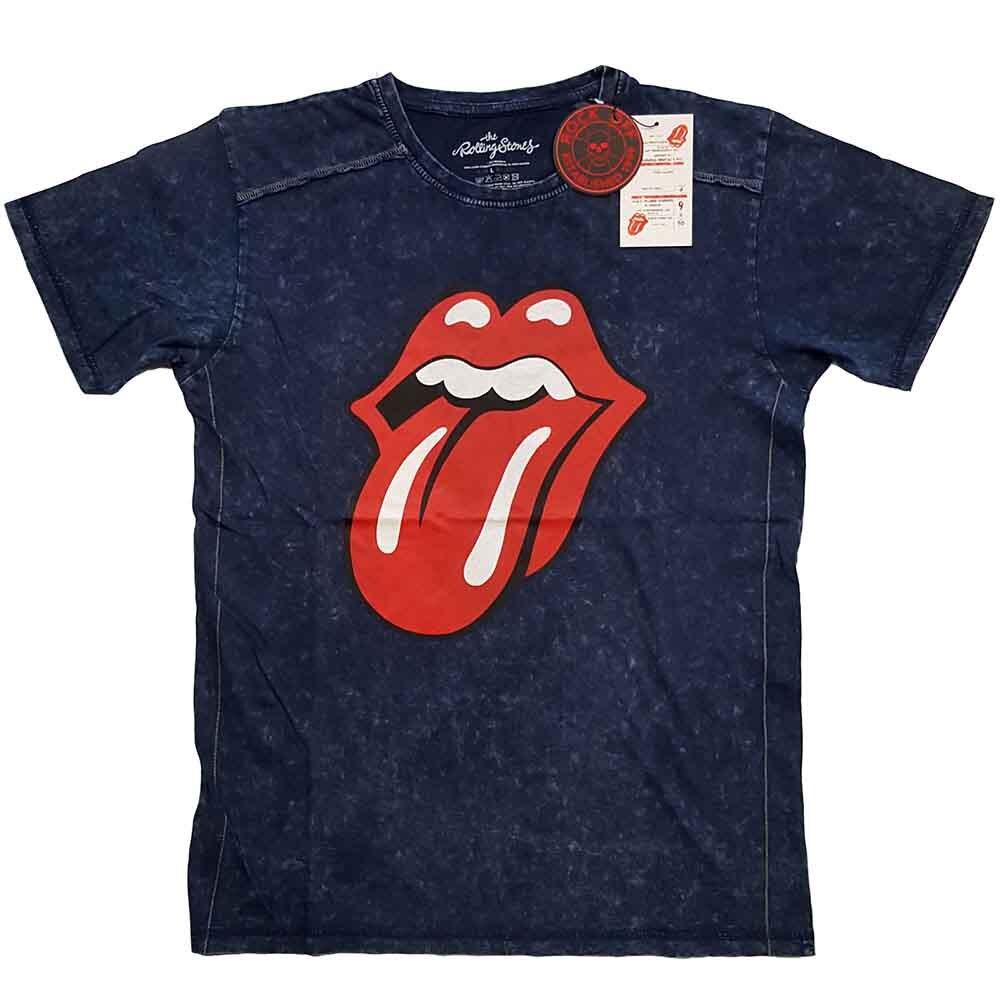 Rolling Stones The T Shirt Classic Tongue Logo Official Mens Blue Snow Wash M 3XL