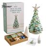 Sea Glass Art Projects for Adults DIY Christmas Tree Kit, 3D Coastal Xmas Craft Kit Creative Relaxing Holiday Activities with Pieces, Handmade