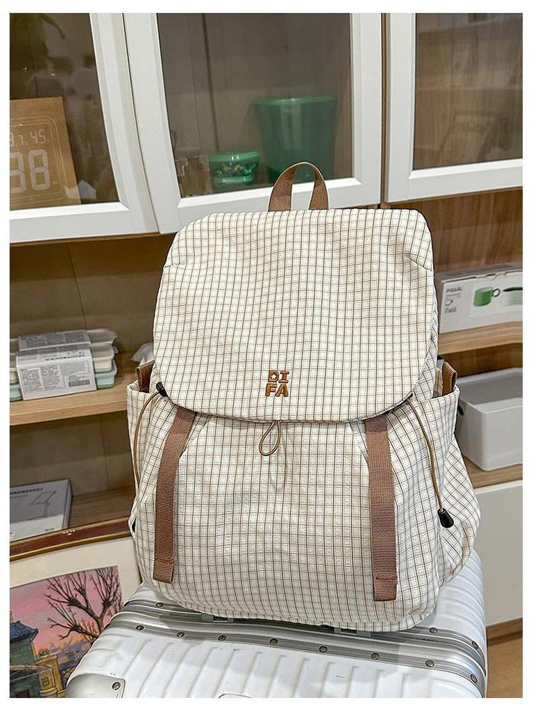 Karierter Leichter Rucksack für Studenten & Schüler - Große Kapazität für Outdoor-Reisen