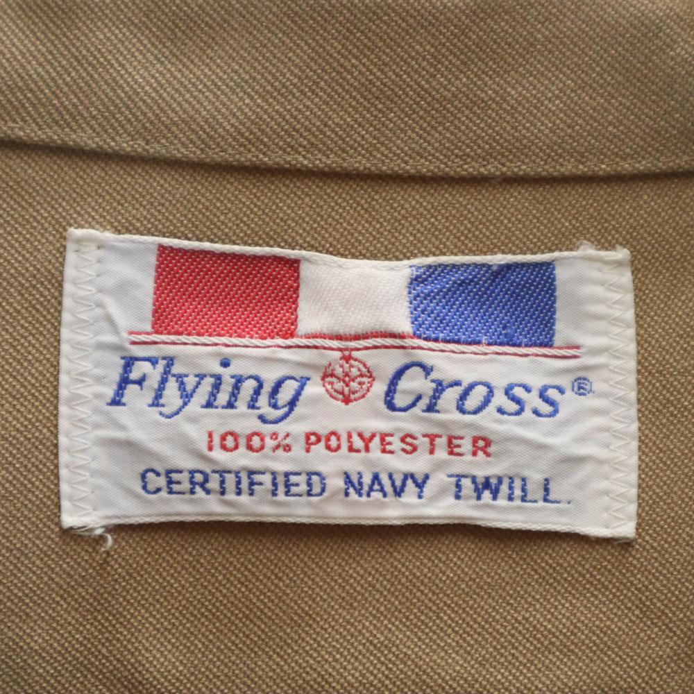 Flying Cross 70s vintage Short sleeve Poly shirt beige military Men's Used