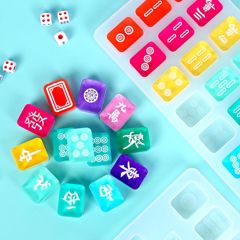 Silicone Mold Mahjong Epoxy Mold Manual DIY Mahjong Mold Set