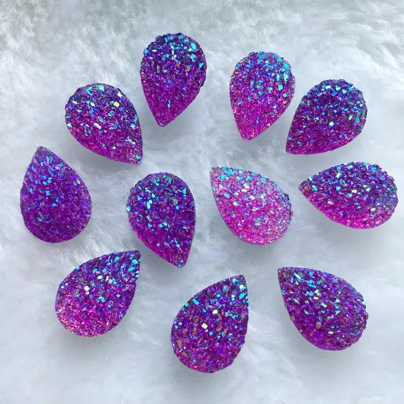 20pcs 11.5*17mm Natural ore Style Flat back Resin Rhinestones Cabochons For Bracelet Earrings accessories -HA77