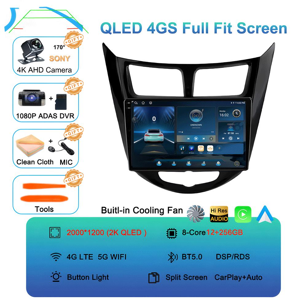 Android 14 Car Radio for Hyundai Solaris Verna Accent 1 2010 - 2016 Multimedia Video Player 2 Din DVD Head Unit Carplay GPS FM