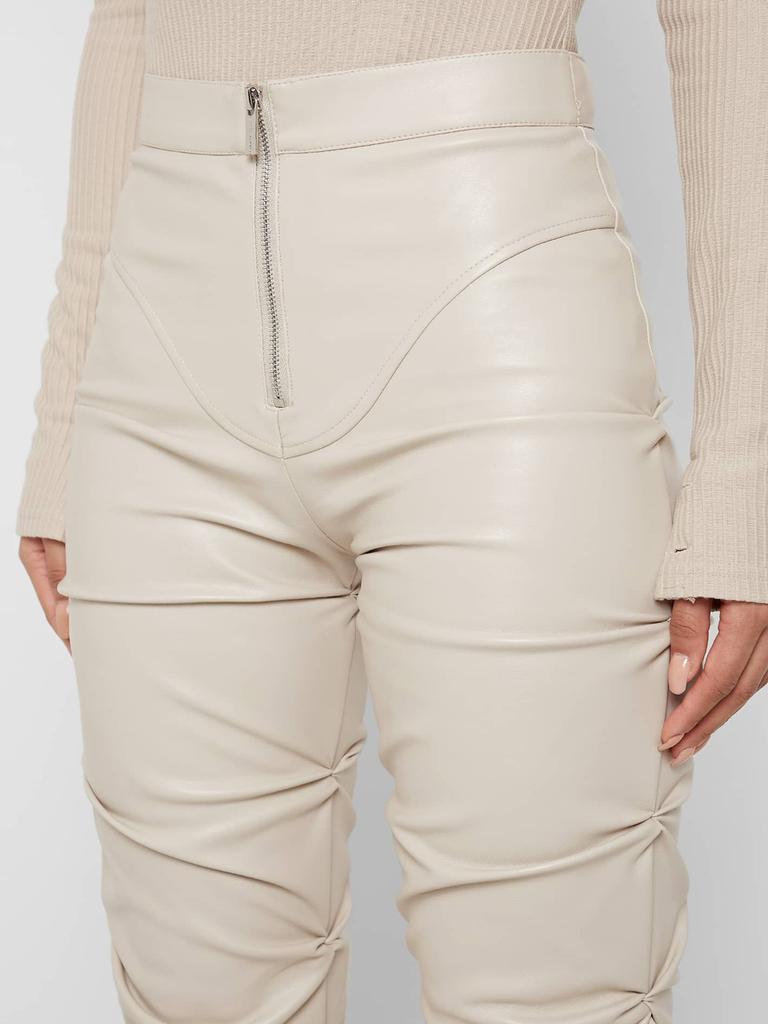 Damen Mode Schlank Geschnittene PU-Leder Lange Hosen, Persönlichkeit Faltbare Micro-Saum Hosen für Damen, Neue Saison