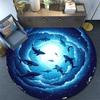 Sharks Round Area Rug,Carpet Rug for Living Room Bedroom Sofa Playroom Decor,Non-slip Floor Mat