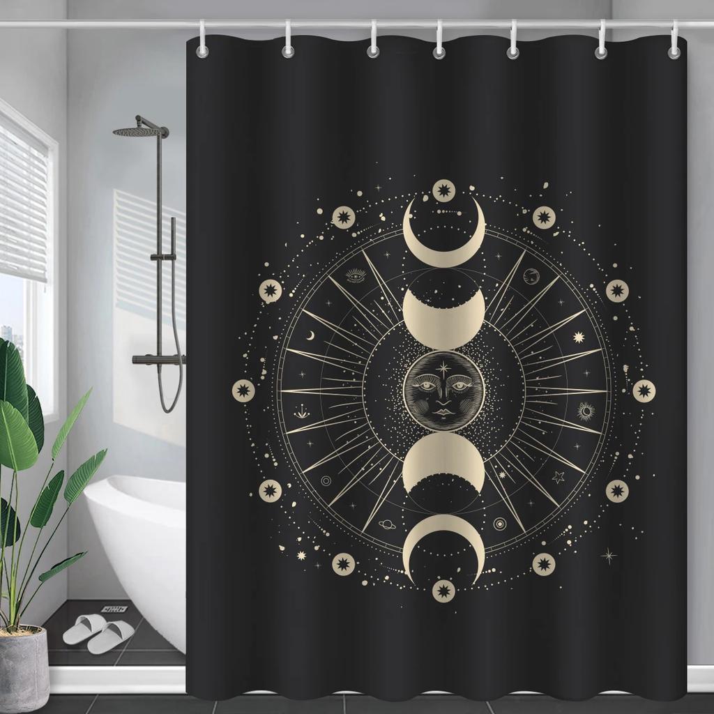 Constellation Fabric Shower Bath Curtain Blush Sun And Moon Phrase Modern Abstract Mysticism Waterproof Bathroom Accessories