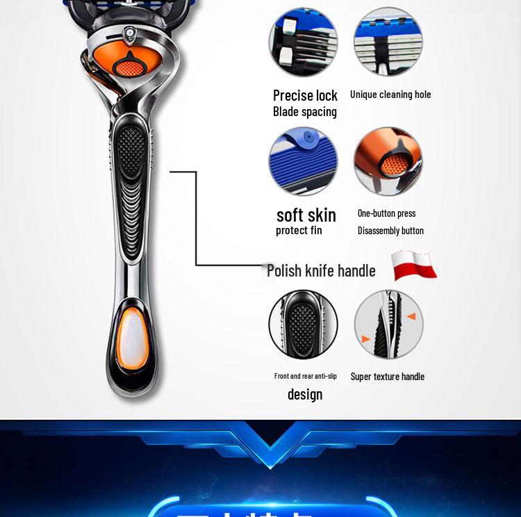 Importierter manueller 5-Klingen-Rasierer für Herren mit universellem Gillette-Kopf