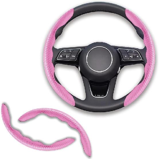2Pcs Universal Fit Carbon Fiber Steering Wheel Cover, Anti-Skid Steering Wheel Cover/Segmented Steering Wheel Protector/Car Interior Accessories