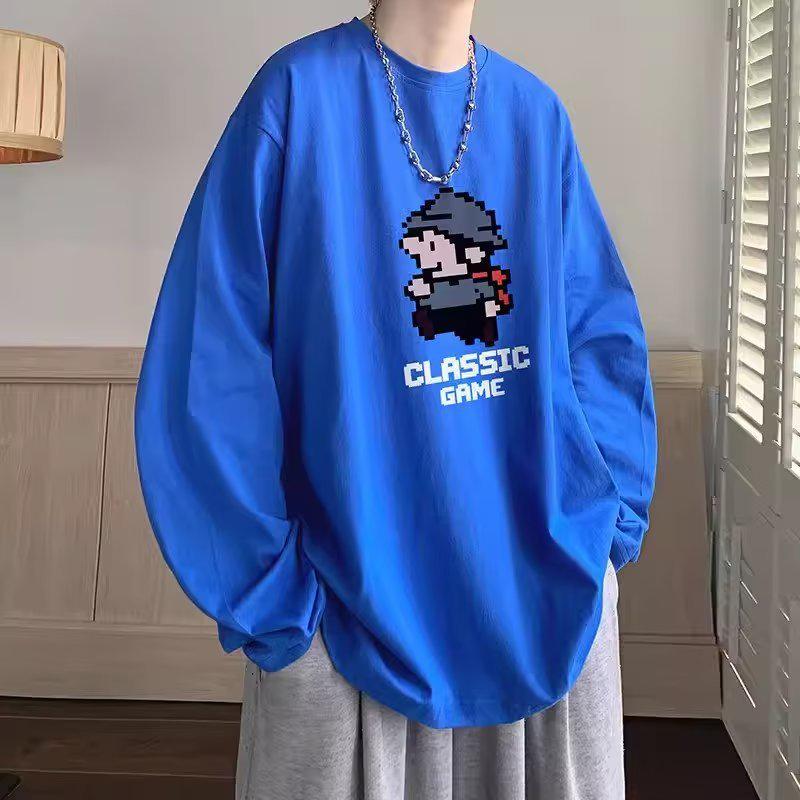Sweat à capuche imprimé décontracté ample pour homme, haut à manches longues et col rond pour le printemps et l'automne