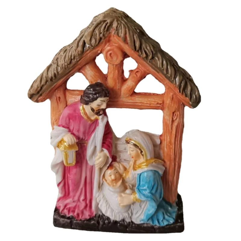 Lovely Resin Ornament Holy Family Statue Ornaments Novelty Holy Family Home Decor Display Christian Gift
