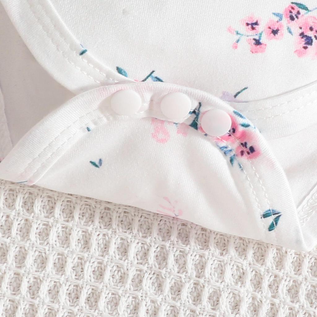 Floral Long Sleeve Bodysuit & Animal Corduroy Overalls Set for Baby Girls