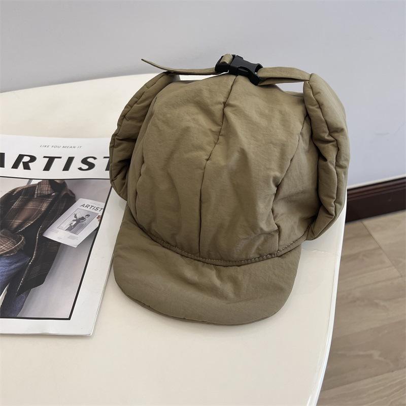 

Down cotton fashion men s and women s autumn and winter warm ear protection cold flight hat M（56-58cm） темно-коричневого кольору