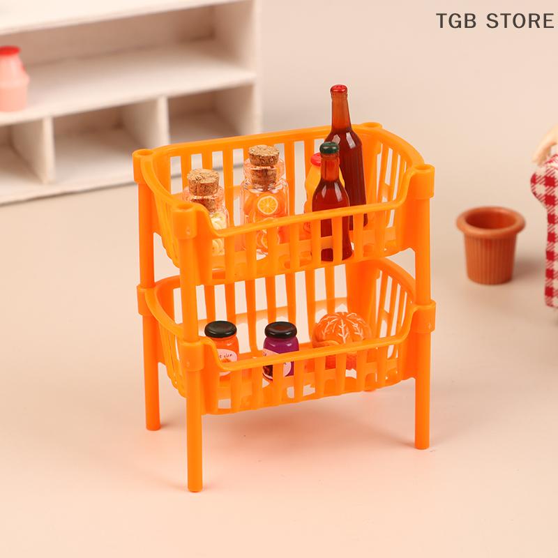 5Pcs Mini Stackable Storage Baskets Model 1/12 Dollhouse Furniture Decoration Dolls House Kitchen Decor Accessories