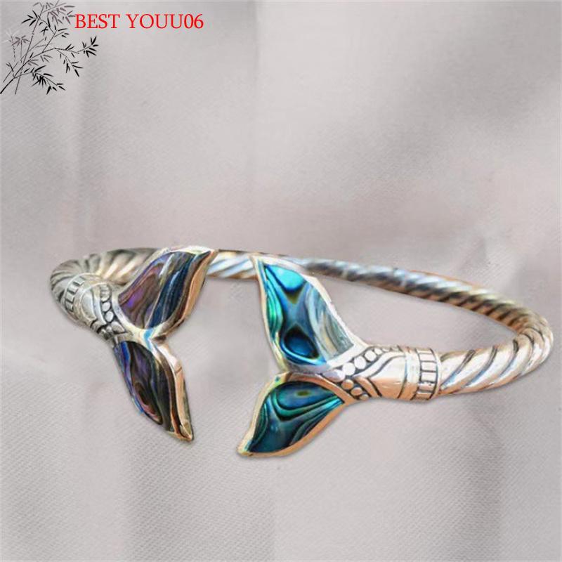 Bracciale a Bangle Colorato Sirena Til per Donne Uomini Retro Regolabile Bracciale per Coppia Hip Hop Punk Festa Regalo di Anniversario