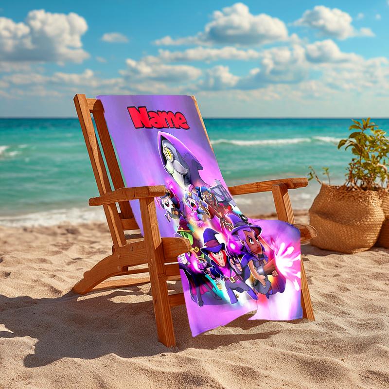 Personalized Customized Proof Beach Towel with Brawl Stars Pattern - Soft, Absorbent, Quick-drying, Perfect Swimming, Camping&bathing