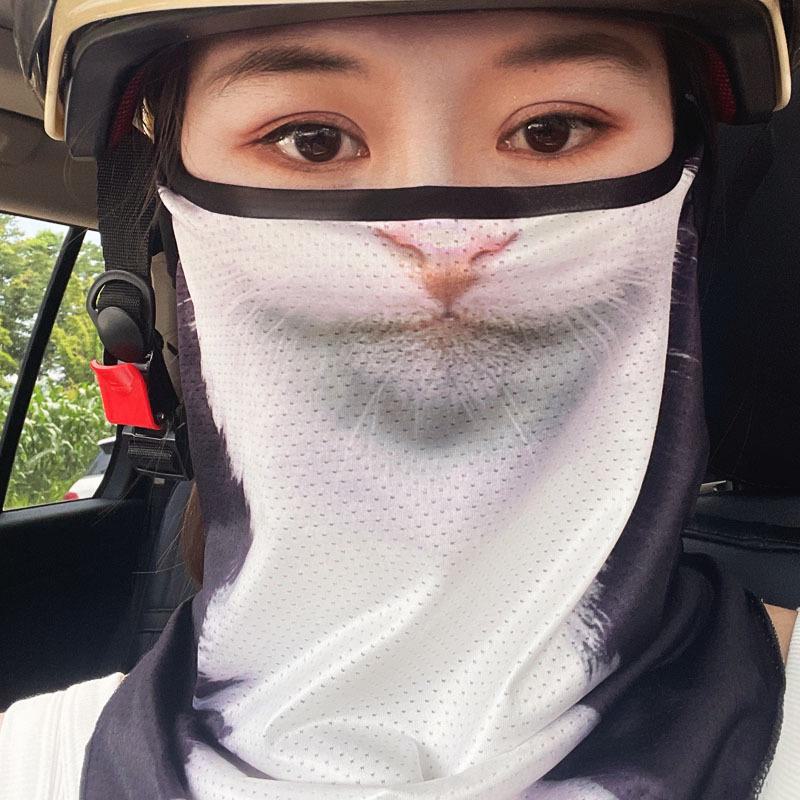 UV Protection Ear-Hanging Windproof Cycling Mask - Orange Cat Face Triangle Scarf