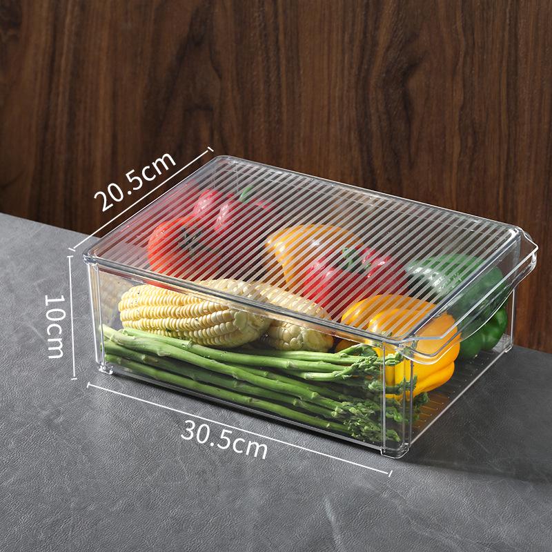 Food Grade Plastic Storage Box with Lid for Refrigerator/Freezer - Rectangular Container for Fruits & Vegetables