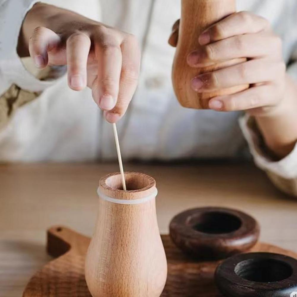Wooden Toothpick Box Wooden Mushroom Toothpick Holder Box Farmhouse Rustic Toothpick Dispenser Home Office Restaurant Desktop