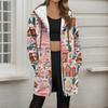 Women's Christmas Printed Fashionable Loose Zipper Fleece Hoodie Jacket