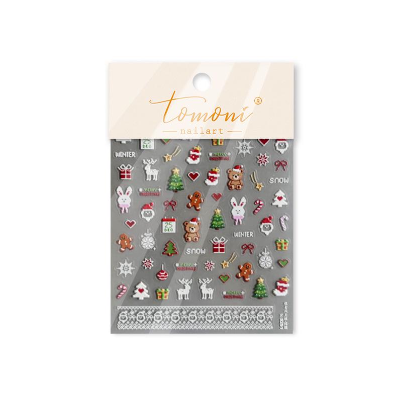 Tomoni 3D Winter Christmas Pixel Sweater Nail Stickers.