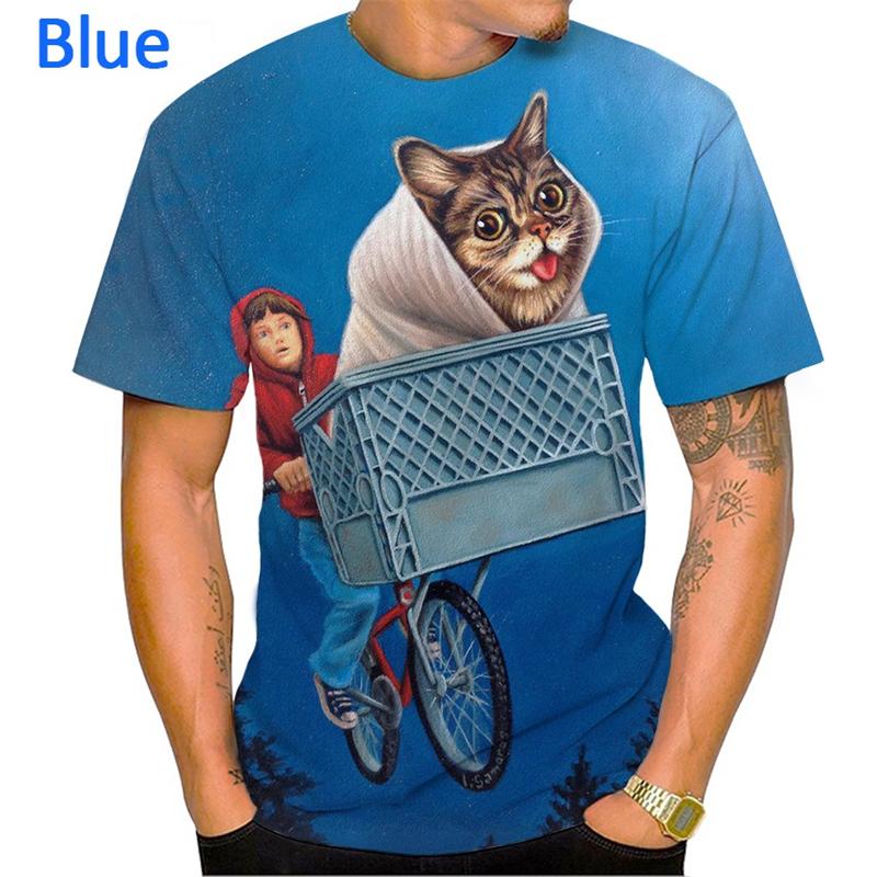 

Забавная футболка с кошачьим принтом для мужчин Новые креативные футболки с 3D-принтом Летняя мода Унисекс Уличные футболки с коротким рукавом Графическая футболка 6XL