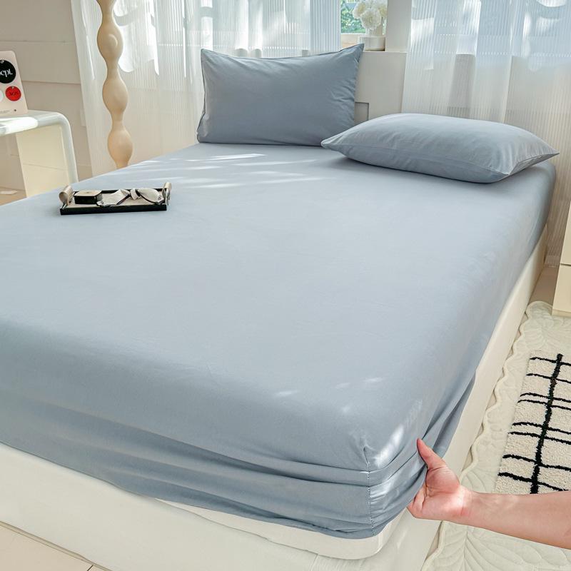 Autumn/Winter Thick Solid Color Cotton Flannel Fitted Sheet & Dust Cover