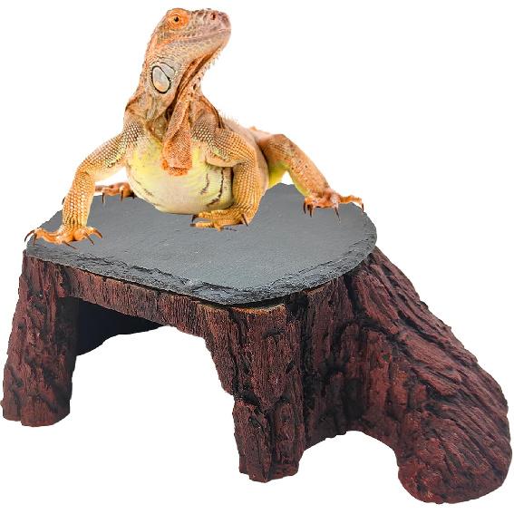 Bearded Dragon Basking Platform, Leopard Gecko Humid Hide, Reptile Hide Cave with Heat Storage Slate Stone, Crested Gecko Basking Rock, Hideout for