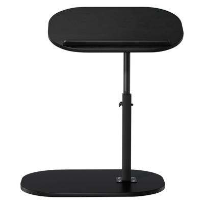 C-förmiger Beistelltisch Höhenverstellbarer Schmaler Beistelltisch 360 Grad Schwenkbarer TV-Tabletttisch Nachttisch mit 2-stöckigem Ablageregal Sofatisch (Schwarz)