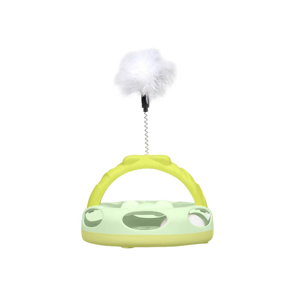 Interactive Cats Turntable Toy With Feather Wand, Multi-Layer Track Puzzle Toy For Indoor Cats, Self-Entertainment & Boredom Relief