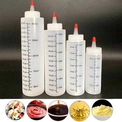 4Pcs Scale Oils Juice Top Cap Capacity Squeeze Dispensing Bottles Plastic Squeeze Squirt Bottle